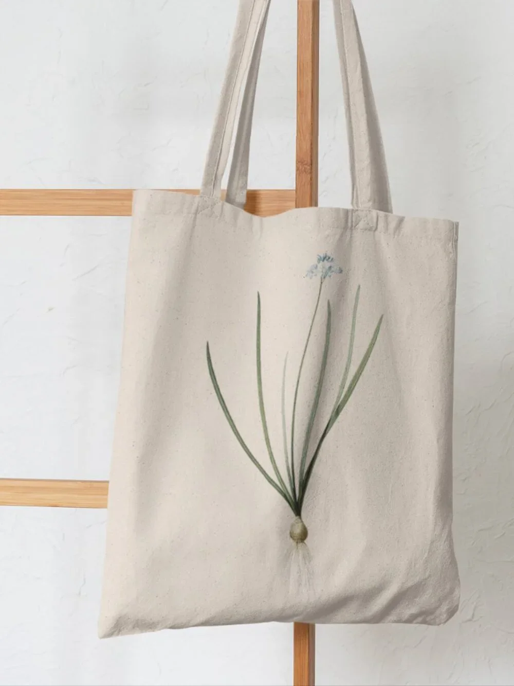 Mediterranean Squill Vintage Floral Print Graphic Canvas Tote Bag